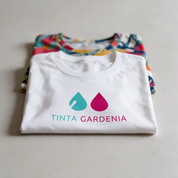 Polera blanca doblada con estampado a todo color