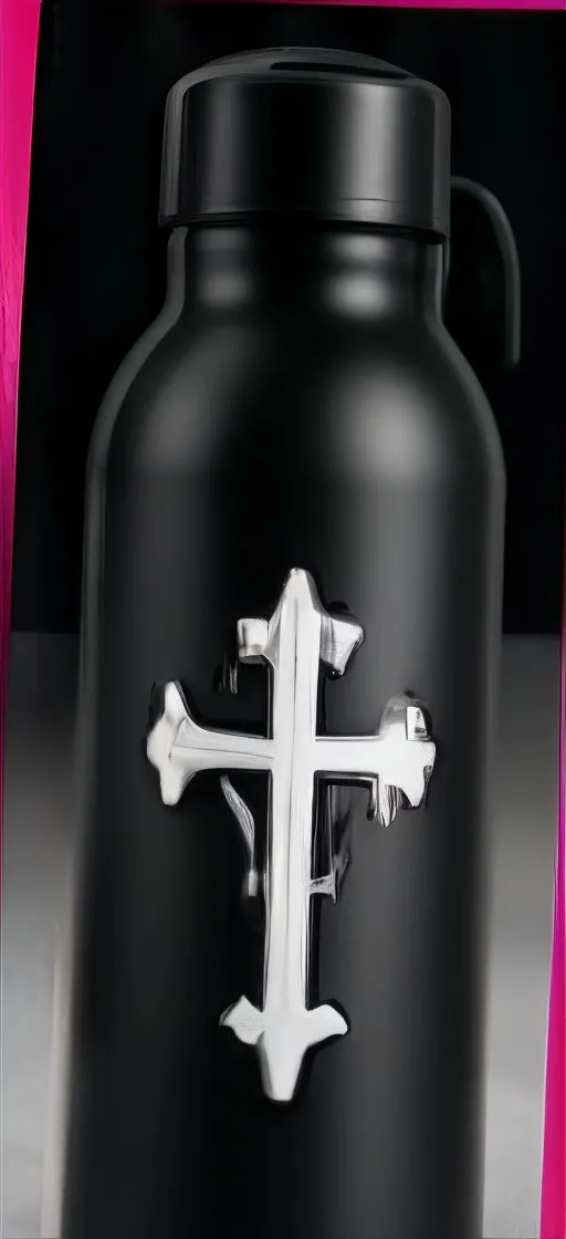 Botella negra con cruz gótica